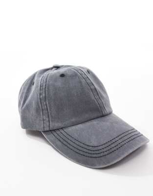 soft cap with contrast stitch in washed gray