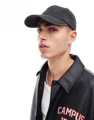 soft cap with peak detail in washed black