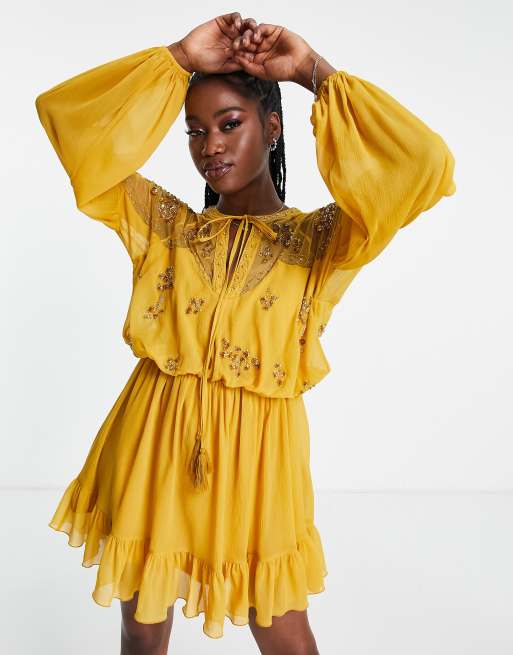 Asos design yellow discount dress