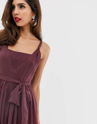 asos design square neck midi prom dress