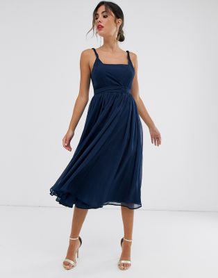 asos square neck midi prom dress