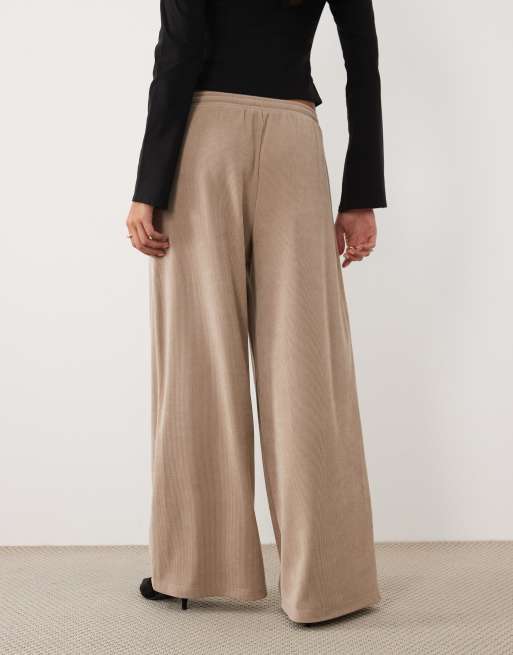 ASOS DESIGN soft cord wide leg trouser in neutral, 5 of 5