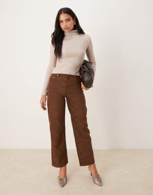 Asos Design Soft Cotton Seam Detail Roll Neck Oatmeal Heather-neutral In Neutral