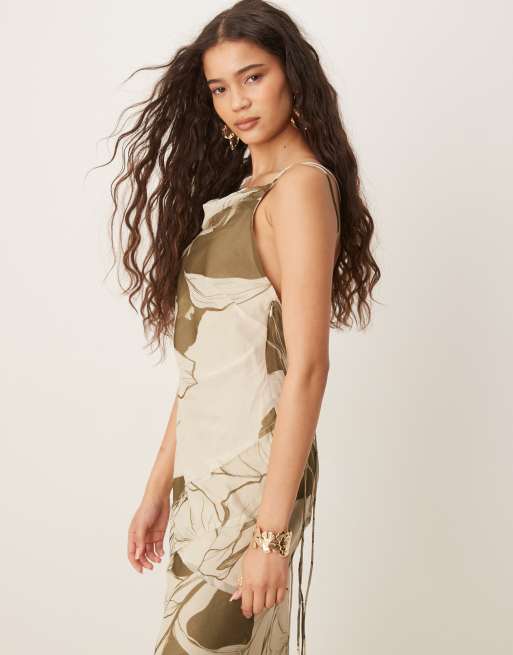 green emerald velvet dress Shop Olive Floral Strappy Mini Dress - for Women | OUTZIDR main image 1
