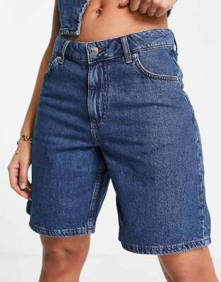 ASOS DESIGN soft denim baggy boyfriend shorts in midwash co-ord - ASOS Price Checker