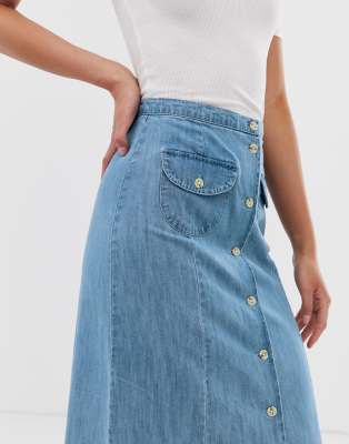 soft denim midi skirt