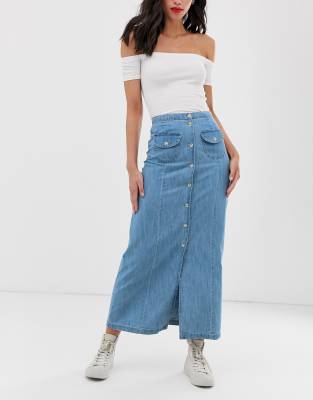 soft denim midi skirt