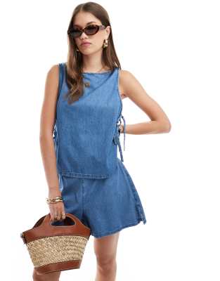 ASOS DESIGN ASOS DESIGN soft denim cami top in midwash blue co-ord