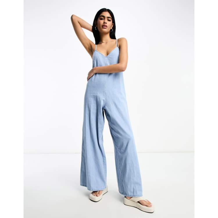 ASOS DESIGN denim overall in stonewash blue  Rompers womens jumpsuit,  Overalls outfit, Denim overalls