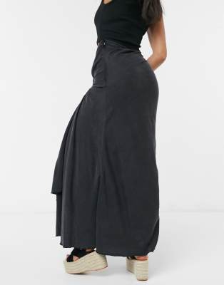 soft denim maxi skirt