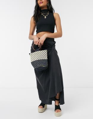 soft denim maxi skirt