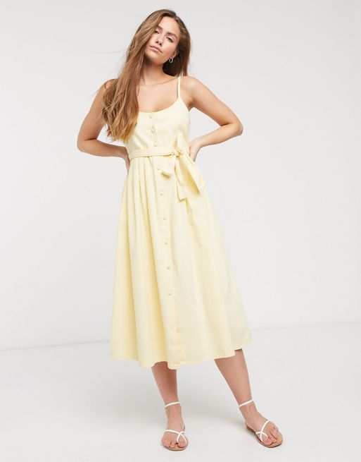 ASOS DESIGN soft denim midi dress in yellow | ASOS