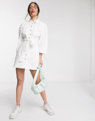 asos white denim dress