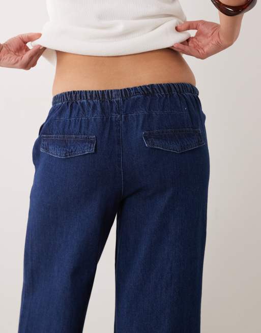 ASOS DESIGN soft denim parachute pants in clean midwash, 5 of 5