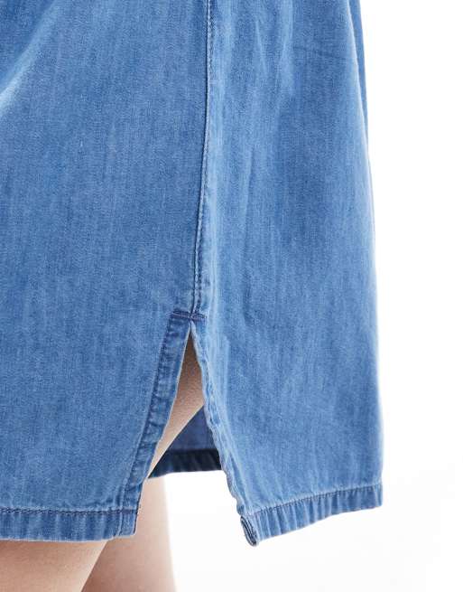 ASOS DESIGN soft denim pull on shorts in mid blue - part of a set, 3 of 5