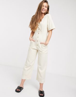 cream denim boiler suit