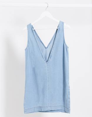 v neck denim dress