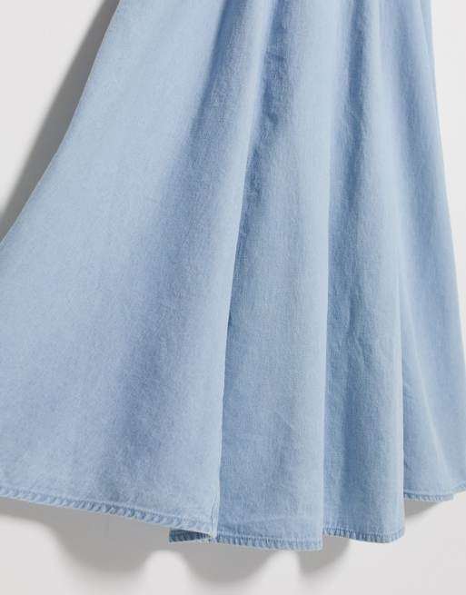 ASOS DESIGN soft denim shirred waist v-neck slip dress, 4 of 4
