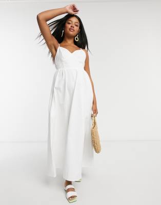white slip maxi dress