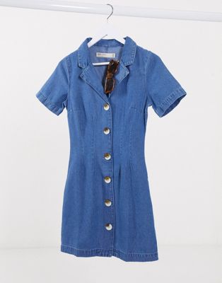 ASOS DESIGN soft denim shirt dress in midwash blue | ASOS