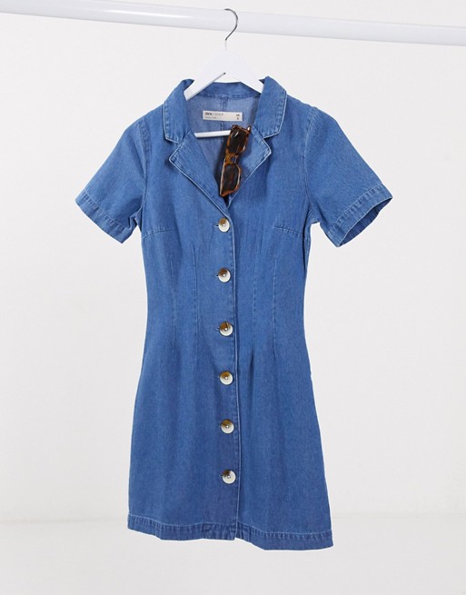 ASOS DESIGN soft denim shirt dress in midwash blue