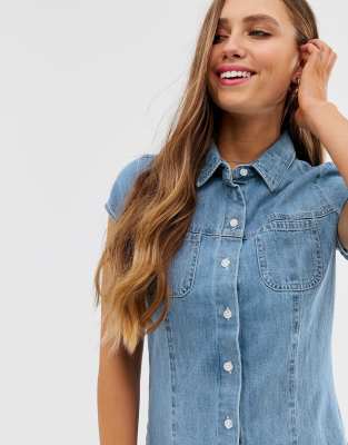short sleeve denim shirt womens