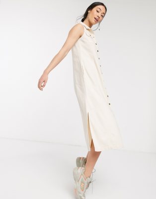 long sleeveless shirt dress