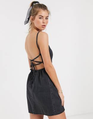 black denim slip dress