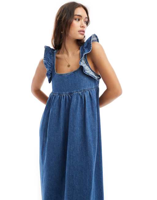 Asos denim smock dress on sale