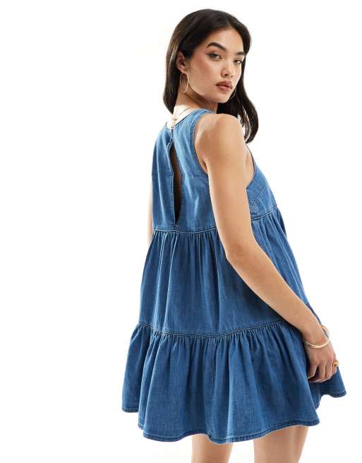 Asos denim smock dress online