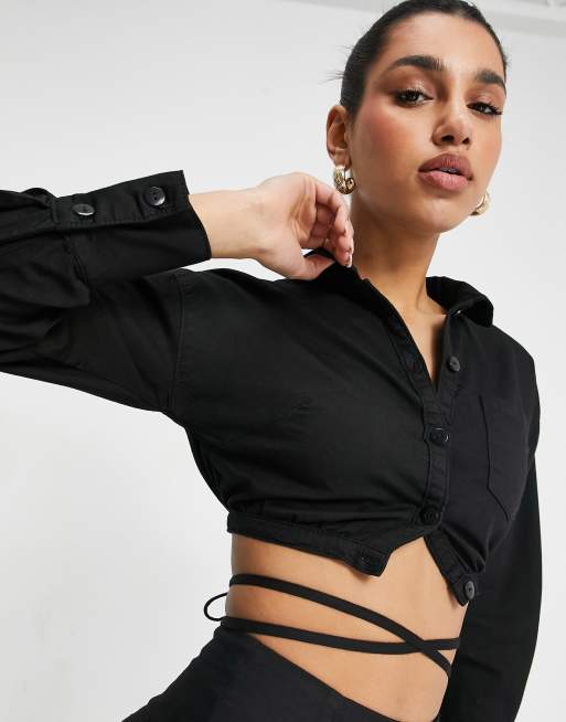 ASOS DESIGN soft denim co-ord in black, 2 of 2