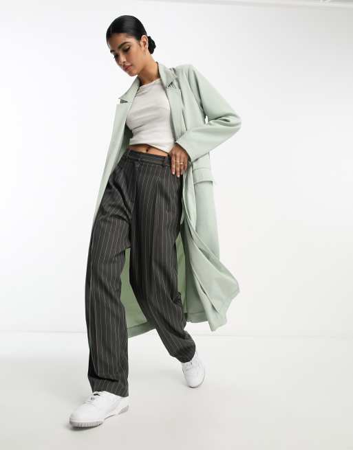 Topshop Tall chuck on coat in sage- in Green