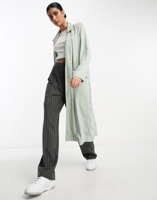 ASOS DESIGN soft duster coat in sage