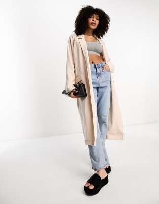 ASOS DESIGN soft duster coat in sand