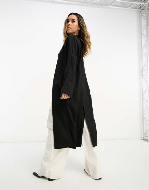 Black longline duster on sale coat