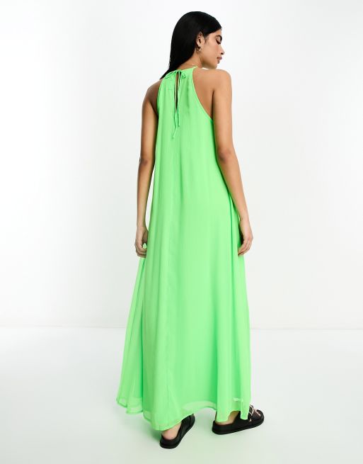 ASOS DESIGN chiffon halter midaxi dress in apple green