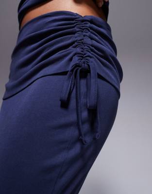 ASOS DESIGN SOFT HANDLE FOLD OVER WAIST FISHTAIL MAXI SKIRT WITH SIDE RUCHING 