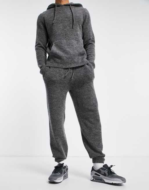 ASOS DESIGN soft knit co-ord joggers in light grey