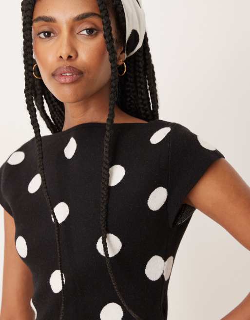 ASOS DESIGN soft knit top in polka dots - part of a set, 3 of 4
