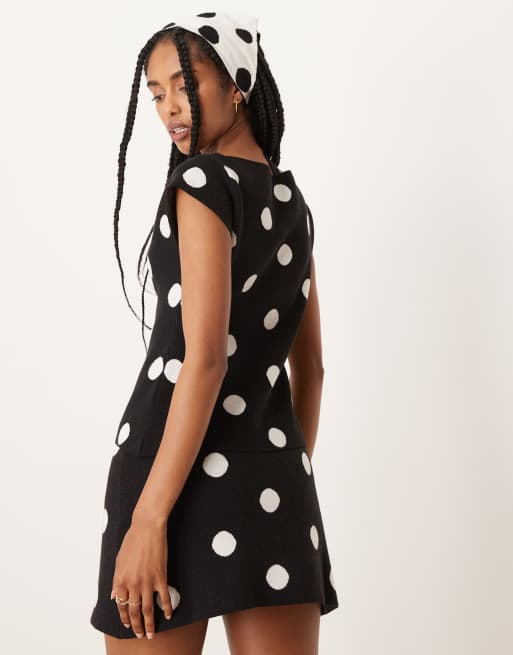 ASOS DESIGN soft knit top in polka dots - part of a set