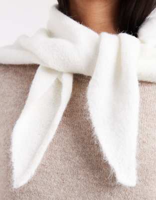 Asos Design Soft Knit Triangle Scarf In White