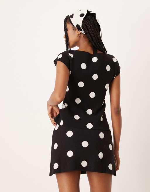 ASOS DESIGN soft knitted mini skirt in polka dot (part of a set), 5 of 5
