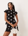 [ASOS DESIGN] ASOS DESIGN soft knitted top in polka dot (part of a set)-Multi XS Multi