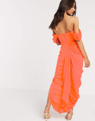 asos design soft layered bandeau midi dress