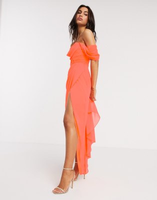 asos design soft layered bandeau midi dress