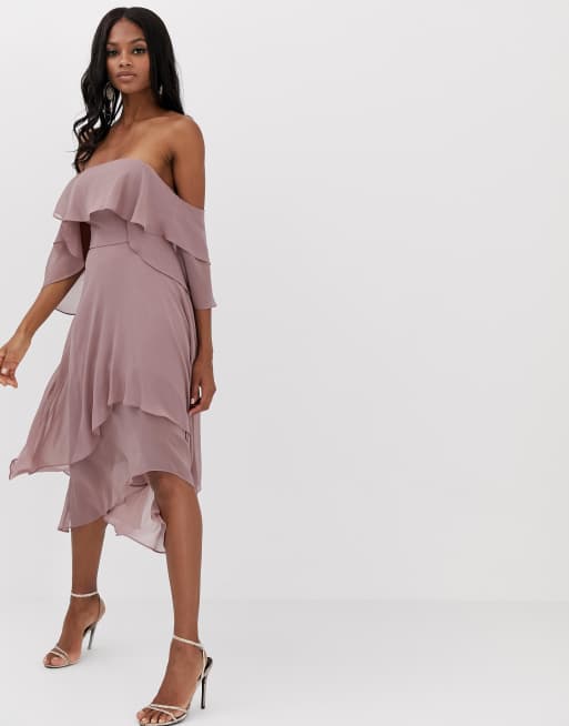 Asos design soft 2025 layered bandeau midi dress