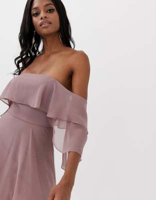 asos design soft layered bandeau midi dress