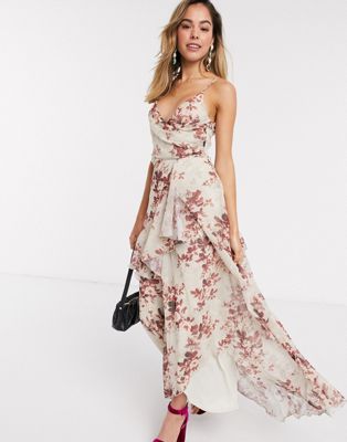 floral layered maxi dress
