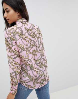 chain print long sleeve top
