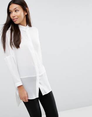 sheer white long sleeve shirt